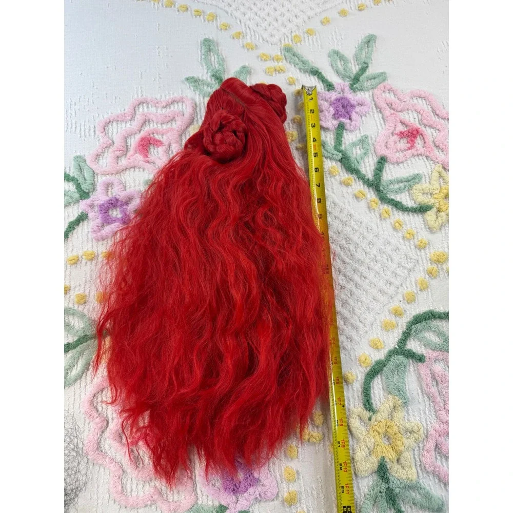 Vibrant Red‎ Cosplay Wig Braided Buns Long Wavy Synthetic Fiber